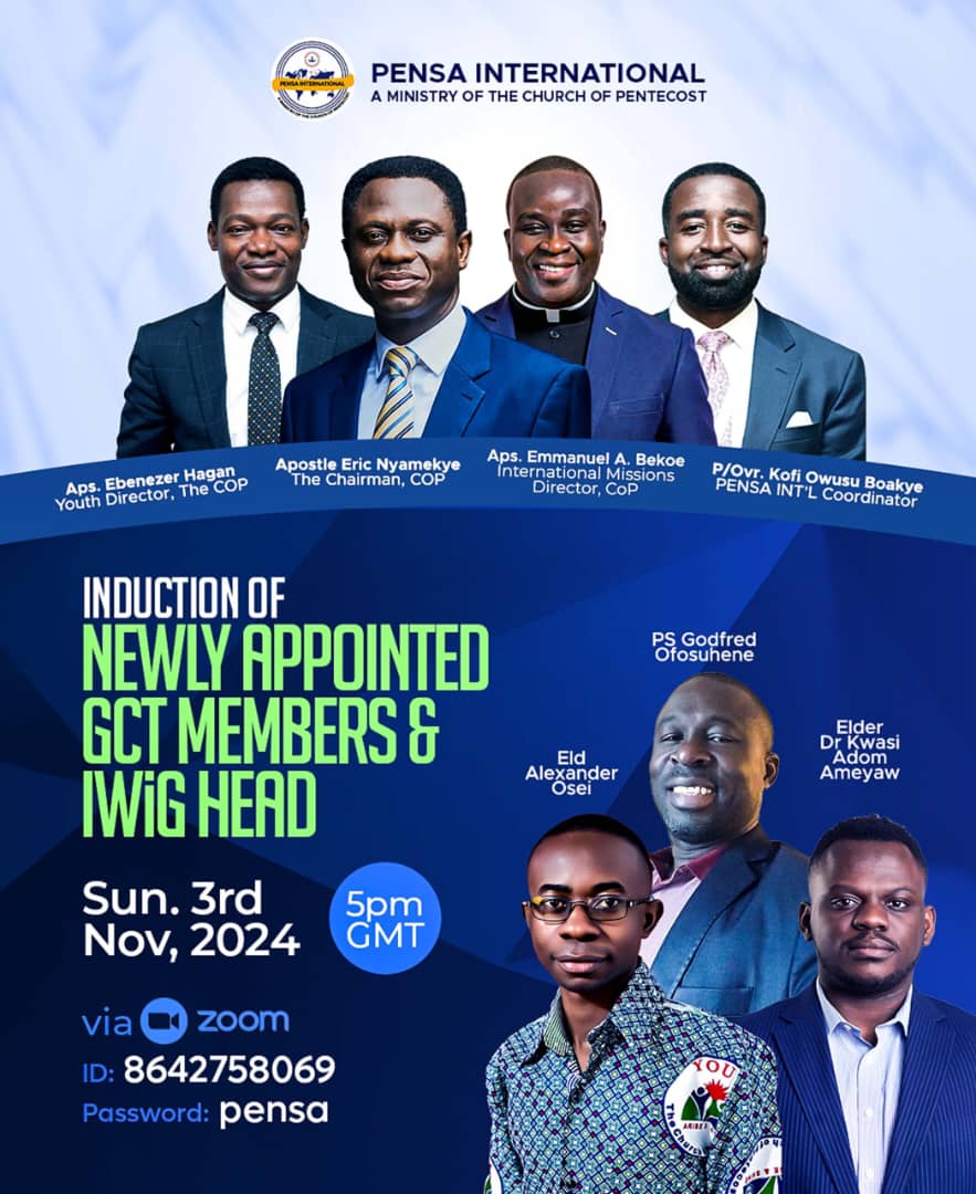 A New Hope beckons! 

Join us via📍 Zoom for the upcoming Induction Service of Newly Appointed GCT Members &amp; IWiG Head.

🗓️ Sun. 3rd Nov, 2024 
🕰️ 5pm GMT

Kindly view flyer for more details. 

#PENSAInternational | ##IntoTheWorldWeGo | #PossessingtheNations
