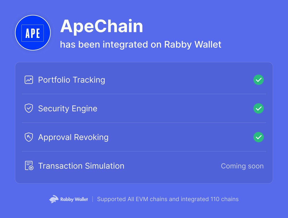 Rabby Wallet has integrated ApeChain <a href="/apecoin/">ApeCoin</a>