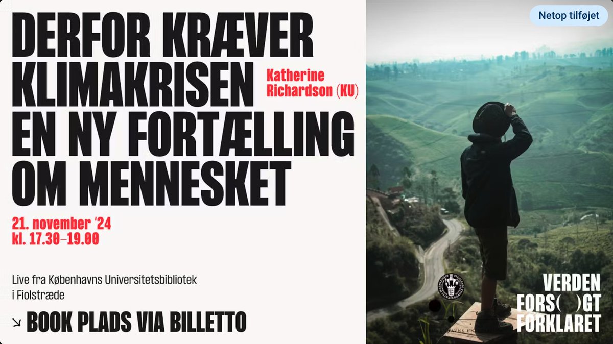 Københavns Uni (@koebenhavns_uni) on Twitter photo Kom og hør <a href="/KRichardsonC/">Katherine Richardson</a> til VERDEN FORSØGT FORKLARET (21/11) under titlen: Derfor kræver klimakrisen en ny fortælling om mennesket 👉 billetto.dk/e/derfor-kraev… #dkpol Kom og hør <a href="/KRichardsonC/">Katherine Richardson</a> til VERDEN FORSØGT FORKLARET (21/11) under titlen: Derfor kræver klimakrisen en ny fortælling om mennesket 👉 billetto.dk/e/derfor-kraev… #dkpol