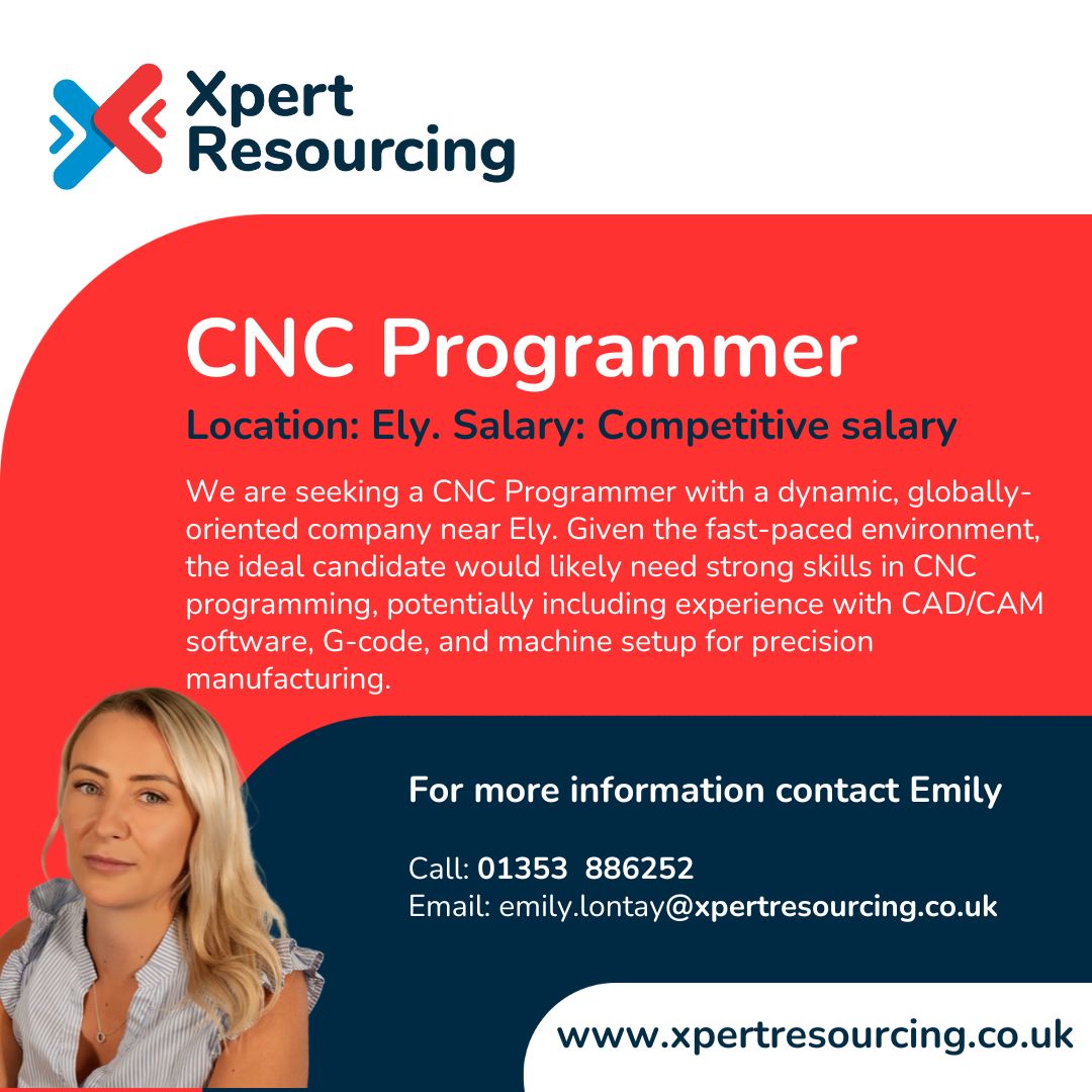 XResourcing's tweet image. Job Alert! CNC Programmer Wanted! ⚙️
Looking for a challenging and rewarding role? Xpert Resourcing is seeking a skilled CNC Programmer to join a dynamic company near Ely.
buff.ly/4fHFD59
#CNCProgrammer #Engineering #Manufacturing #Jobs #Ely