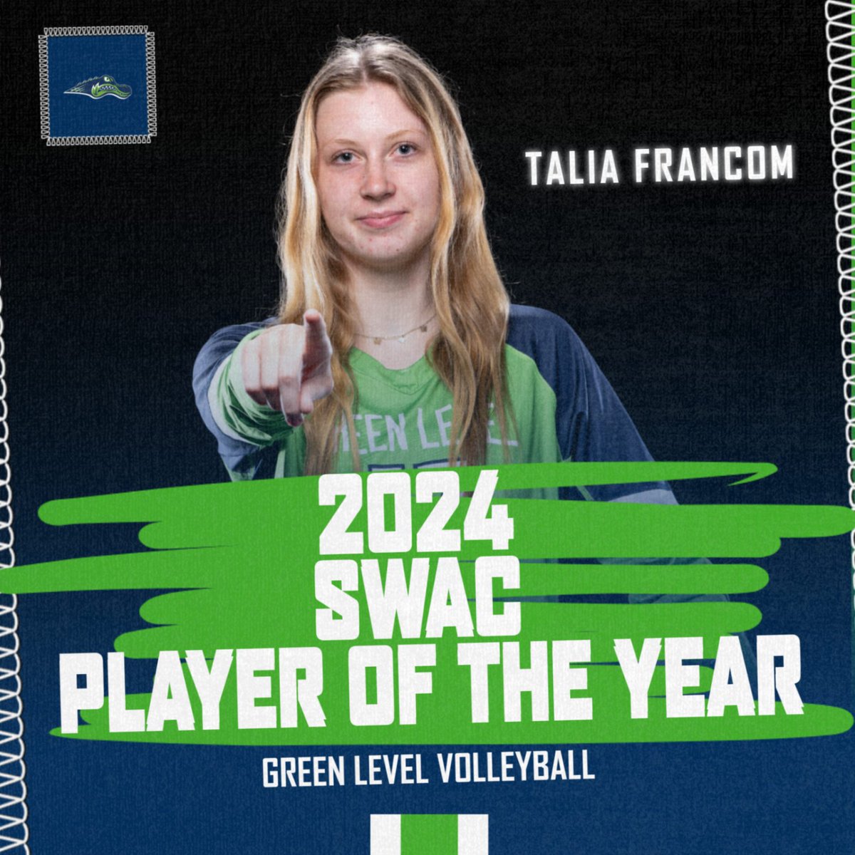 Congrats to <a href="/G_L_VOLLEYBALL/">Green Level Volleyball</a> Senior Talia Francom for being named 2024 Southwest Wake Athletic Conference Player of the Year! #ChompCity
