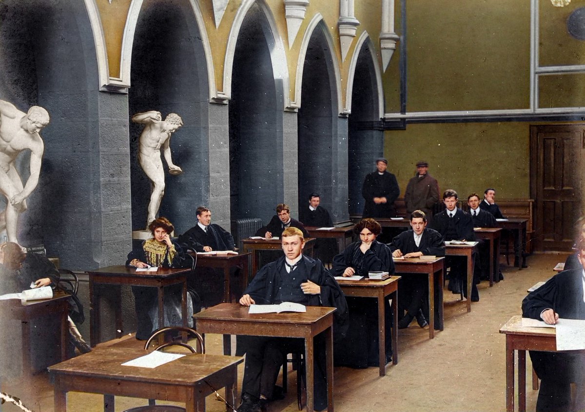 This is Galway (@thisisgalway) on Twitter photo On this day 175 years ago, at noon on 30 October 1849, the first students entered the Quadrangle to begin their education at the <a href="/uniofgalway/">Ollscoil na Gaillimhe | University of Galway</a> 📚⏳
Photograph courtesy of Old Ireland In Colour, showing examinations being held in the Aula Maxima from the early 20th century On this day 175 years ago, at noon on 30 October 1849, the first students entered the Quadrangle to begin their education at the <a href="/uniofgalway/">Ollscoil na Gaillimhe | University of Galway</a> 📚⏳
Photograph courtesy of Old Ireland In Colour, showing examinations being held in the Aula Maxima from the early 20th century