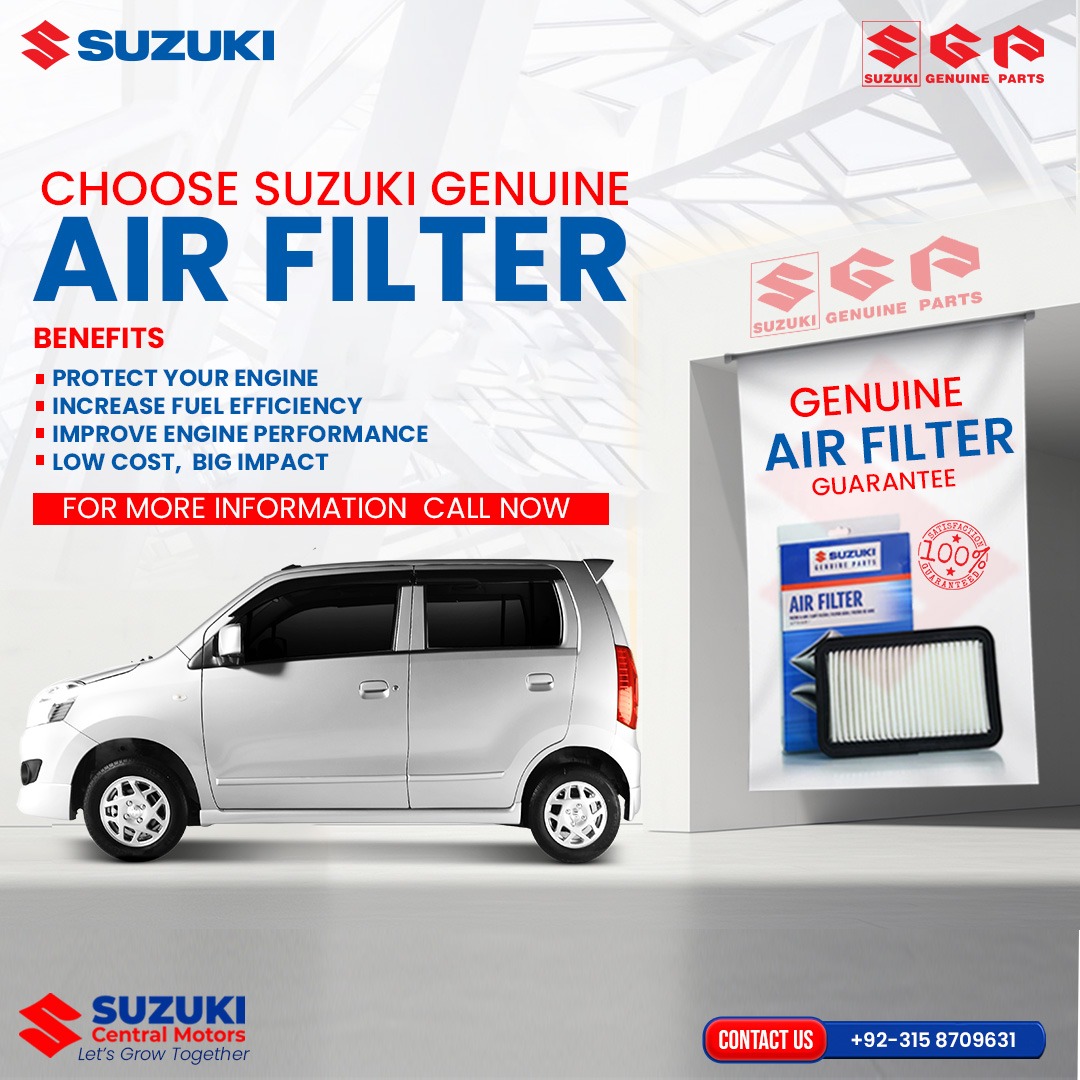 RwpScm's tweet image. At Suzuki Central Motors, we offer Suzuki Genuine Air Filters to keep your car running smoothly. 

𝐁𝐨𝐨𝐤 𝐧𝐨𝐰! 𝐂𝐨𝐧𝐭𝐚𝐜𝐭 𝐮𝐬 𝐚𝐭
📲+𝟗𝟐-𝟑𝟏𝟓-𝟖𝟕𝟎𝟗𝟔𝟑𝟐.
📍 G.T Road Soan Camp Rawalpindi.

#SuzukiAirFilter #EngineProtection #suzukigenuineparts