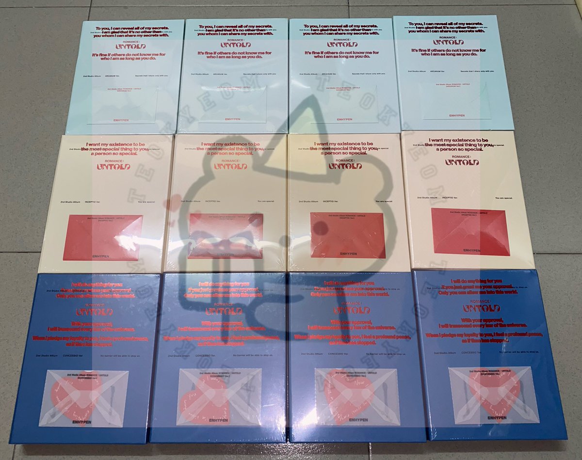 teokyeom's tweet photo. #se0arrivals #se0updates 

ENHYPEN ROMANCE: UNTOLD REGULAR ALBUM (4 sets) B1 YZY

> will start packing &amp; post all albums soon!

thank you so much for your understanding and waiting 😊! https://t.co/JxTayurm9T