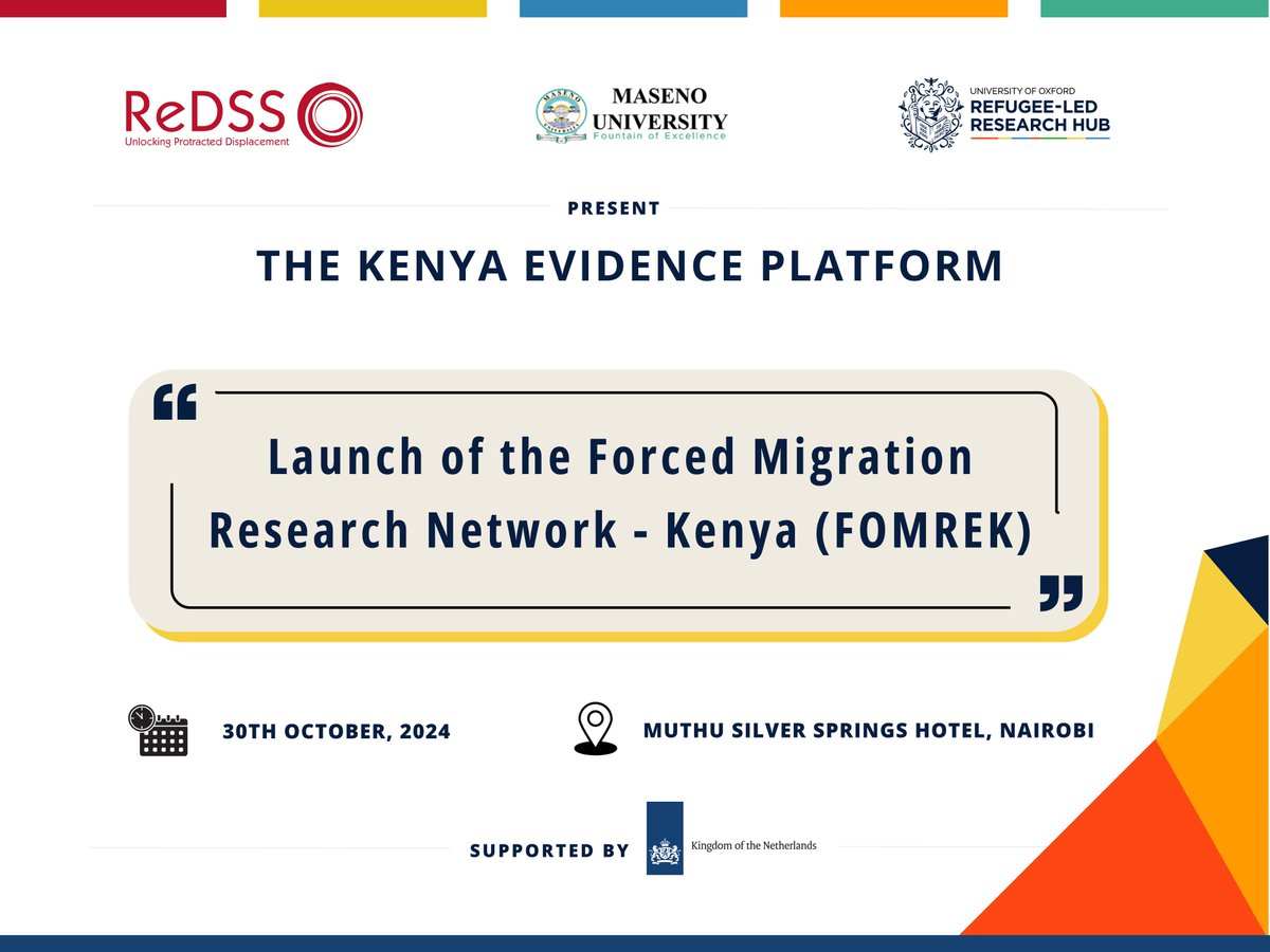 🎉As part of the #KenyaEvidencePlatform, we’re thrilled to announce the launch of the Forced Migration Research Network in Kenya #FOMREK following a successful 2-day workshop hosted at Muthu Silver Springs Hotel! 🎉🧵(1/4)