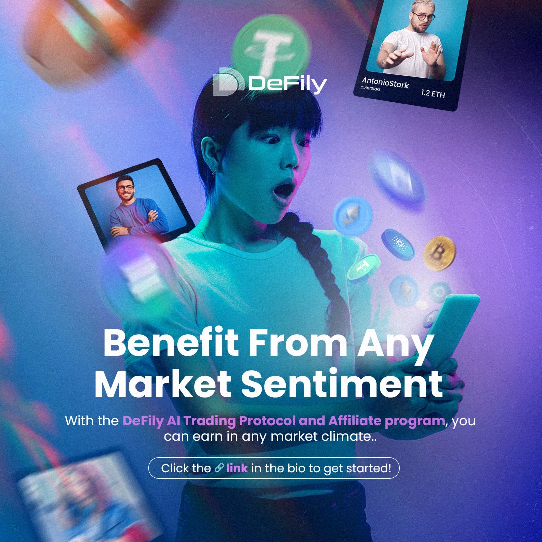 Defilyai's tweet photo. 🚀 Take control of any market sentiment with DeFily!
Whether markets rise or fall, the DeFily AI Trading Protocol and Affiliate Program empower you to earn consistently in all conditions. 🌐💹
🔗Click the link in the bio to join us! 📲 #DeFily #Crypto #AITrading https://t.co/y0YGlS7LMJ