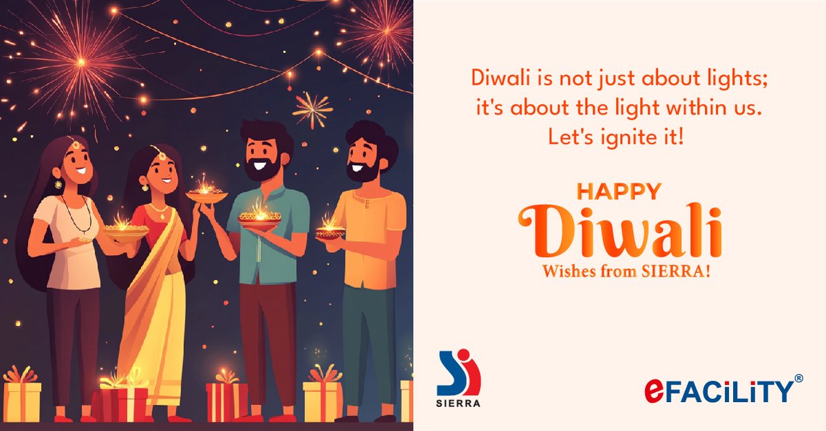 efacilityin's tweet photo. SIERRA wishes everyone a Happy Diwali 2024! May this festival of lights bring joy, prosperity, and happiness to all. Celebrate and create lasting memories.

#eFACiLiTY #HappyDiwali #Diwali2024 #HappyDiwali2024 https://t.co/UihX6IPKqI