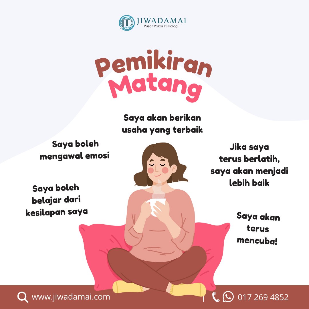 PPP_Jiwadamai's tweet image. Seseorang yang berfikiran matang mampu melihat sesuatu dari perspektif yang lebih luas, tidak mudah terpengaruh oleh emosi, dan sentiasa berfikir sebelum bertindak.

#matang