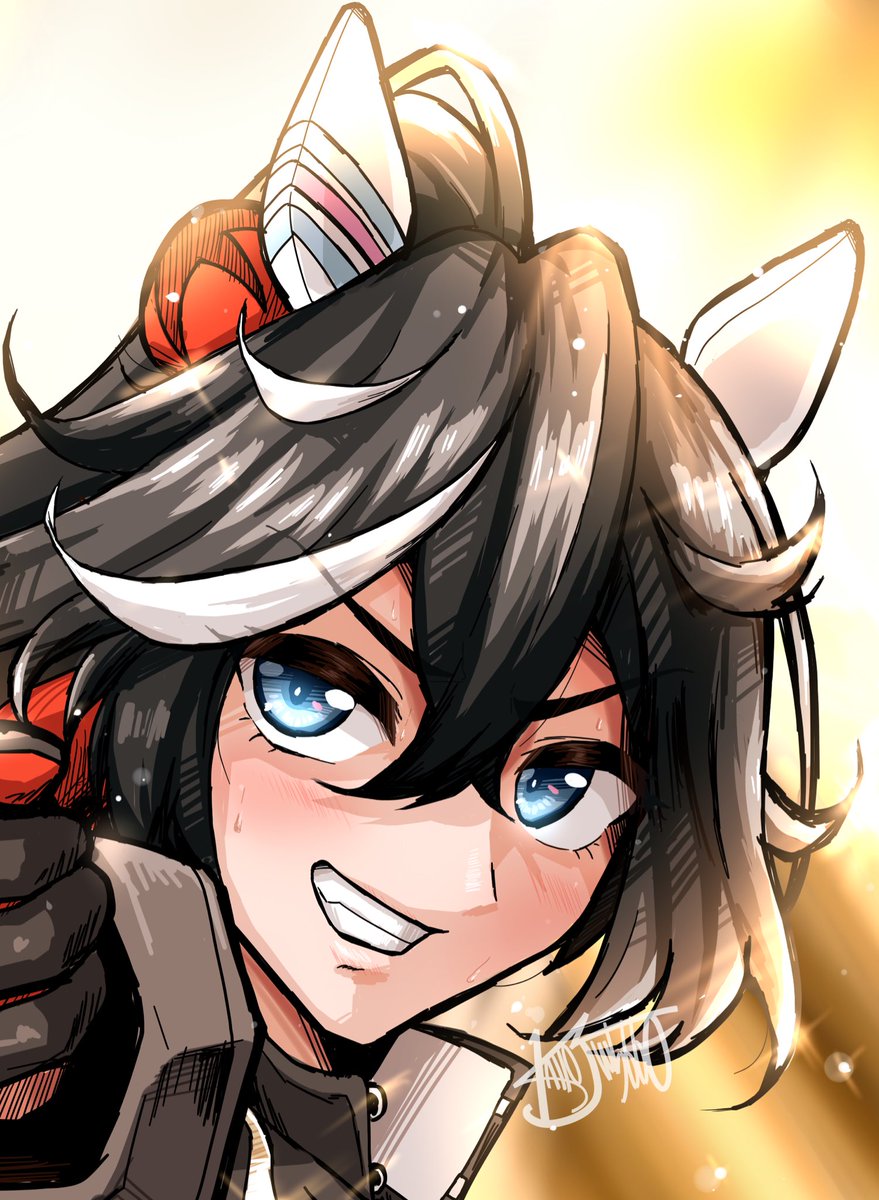カツラギエース(ウマ娘) 「この2人、少し気を抜くとイニDぐらいのボリュームで眉毛描きそうになって公式絵見返」|カイト🎨のイラスト