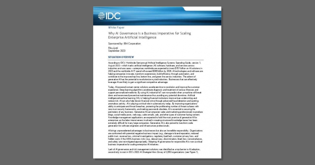 BryTechInc's tweet image. AI will be a major game-changer in nearly all industries. The question: Can it be managed responsibly? Read this @IBM whitepaper about how governance solutions will create the path towards rapid #AI adoption. stuf.in/bf6y94