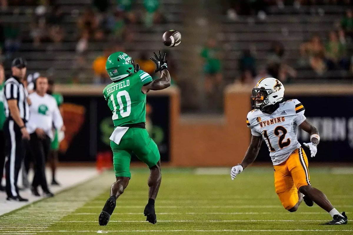 Congratulations to DT Sheffield <a href="/Dtsheffield3/">Dt Sheffield</a> for being named to the Biletnikoff Award Watch List! The Biletnikoff Award recognizes the college football season's outstanding FBS receiver at any position. <a href="/MeanGreenFB/">UNT Football</a> <a href="/MeanGreenSports/">Mean Green Sports</a> #OutstandingReceiver #NCFAA