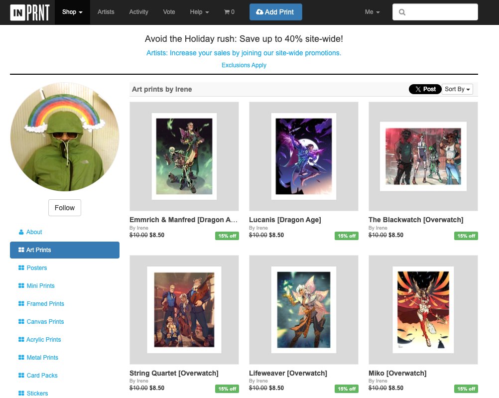 I've opened an INPRNT shop! 🥳
The site is currently running discounts, so if you want to support me and bring home some of my works printed on the finest materials, it's a good time! 🎀
🔗 inprnt.com/gallery/uffici…