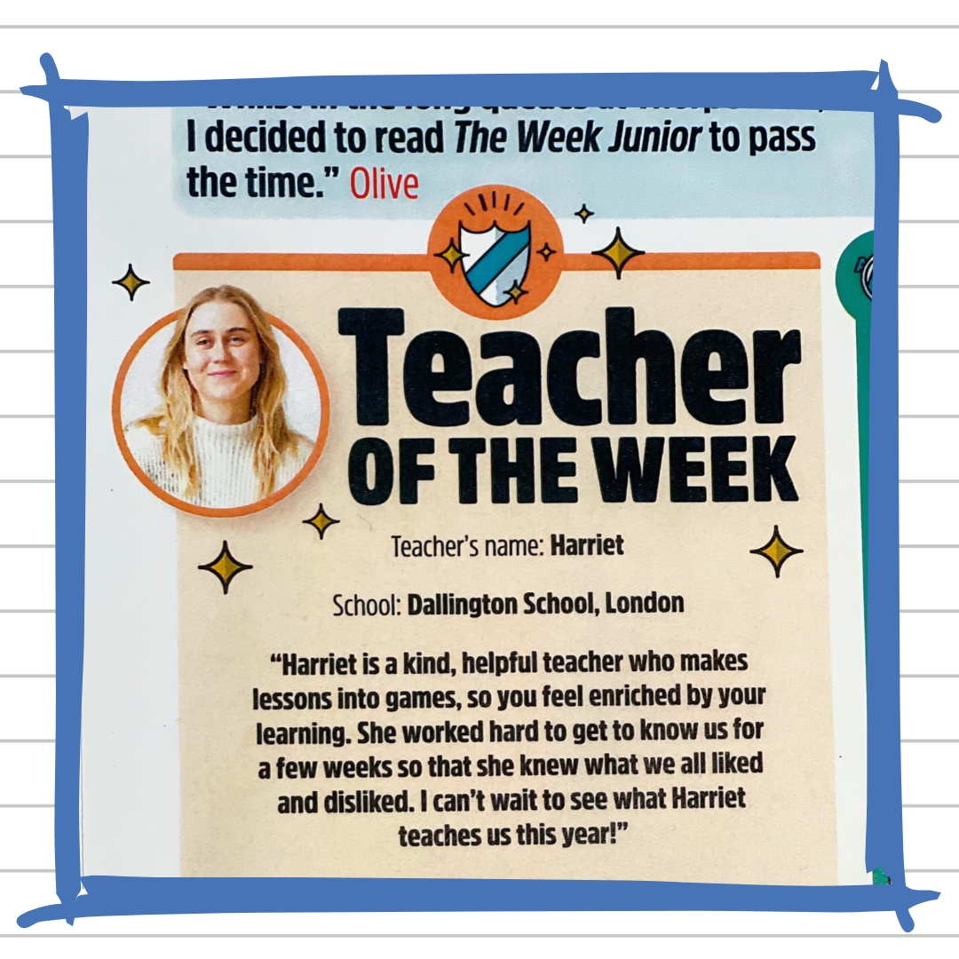 Dallington1978's tweet photo. A proud moment for Dallington! 🎉 One a thoughtful child in her class nominated Harriet for Teacher of the Week in @theweekjunior  Seeing it in print has everyone buzzing, and it meant so much to Harriet. 🏆 #LoveGrowSucceed #ProgressiveEducation https://t.co/YZRKaKBRO9