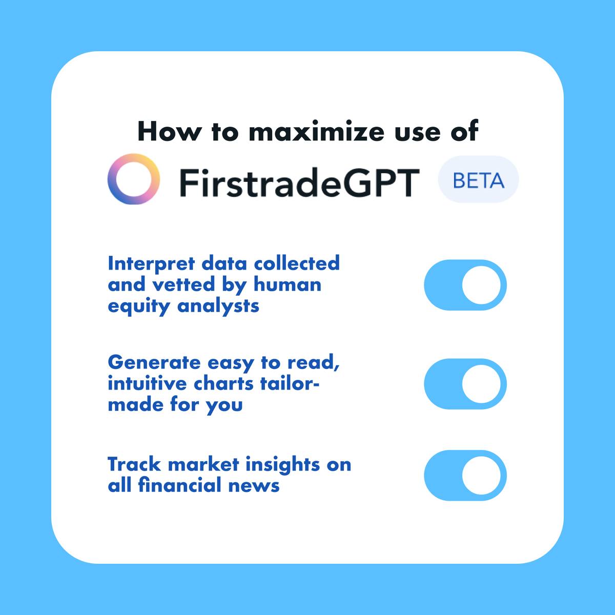 Firstrade's tweet image. With FirstradeGPT, you gain access to a personal AI-powered copilot that empowers your trading decision making! Maximize your trading potential today! #FirstradeGPT #AI