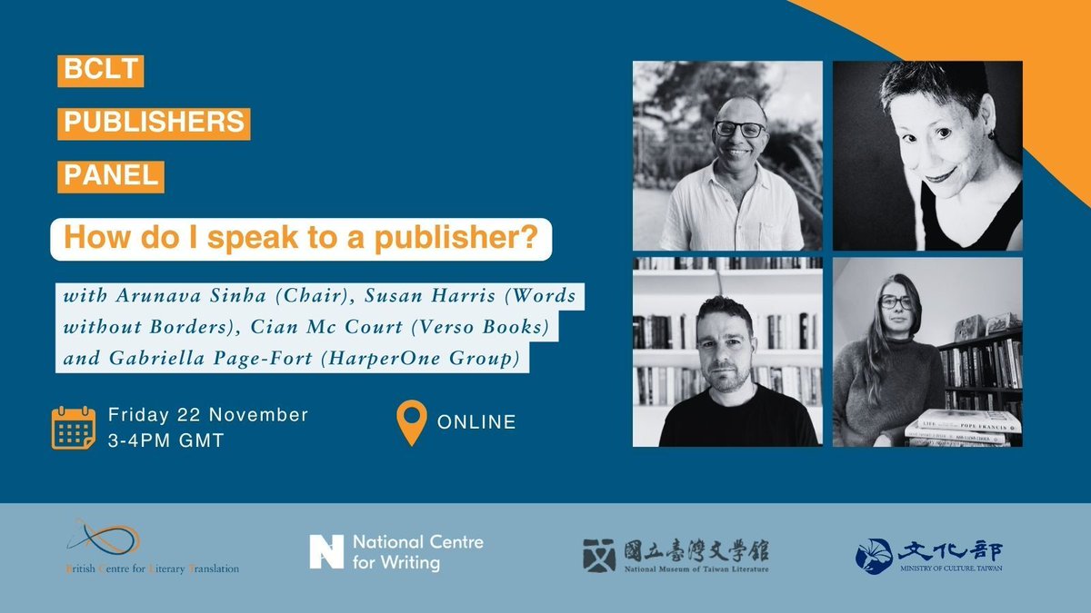 This panel aims to answer the question that all emerging translators have when starting out, ‘How do I speak to a publisher?’

Join our panel as they explore explore how publishers interact with literary translators. Register here: buff.ly/3UCzD4u