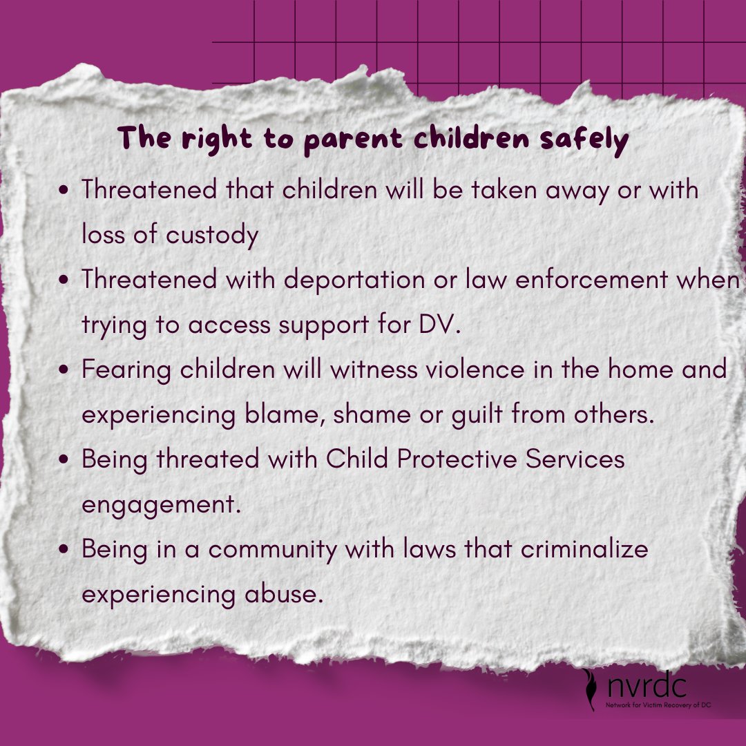 NVRDC's tweet photo. We are continuing to look at DV/IPV through an intersection lens, and this time we are focusing on reproductive justice.
For more information, check out our friends at @dcabortionfund @sistersong_woc @dccadv @movementforchoice
#SpreadLoveDC #DVAM2024 #ReproductiveJustice https://t.co/uv8zorDOfb