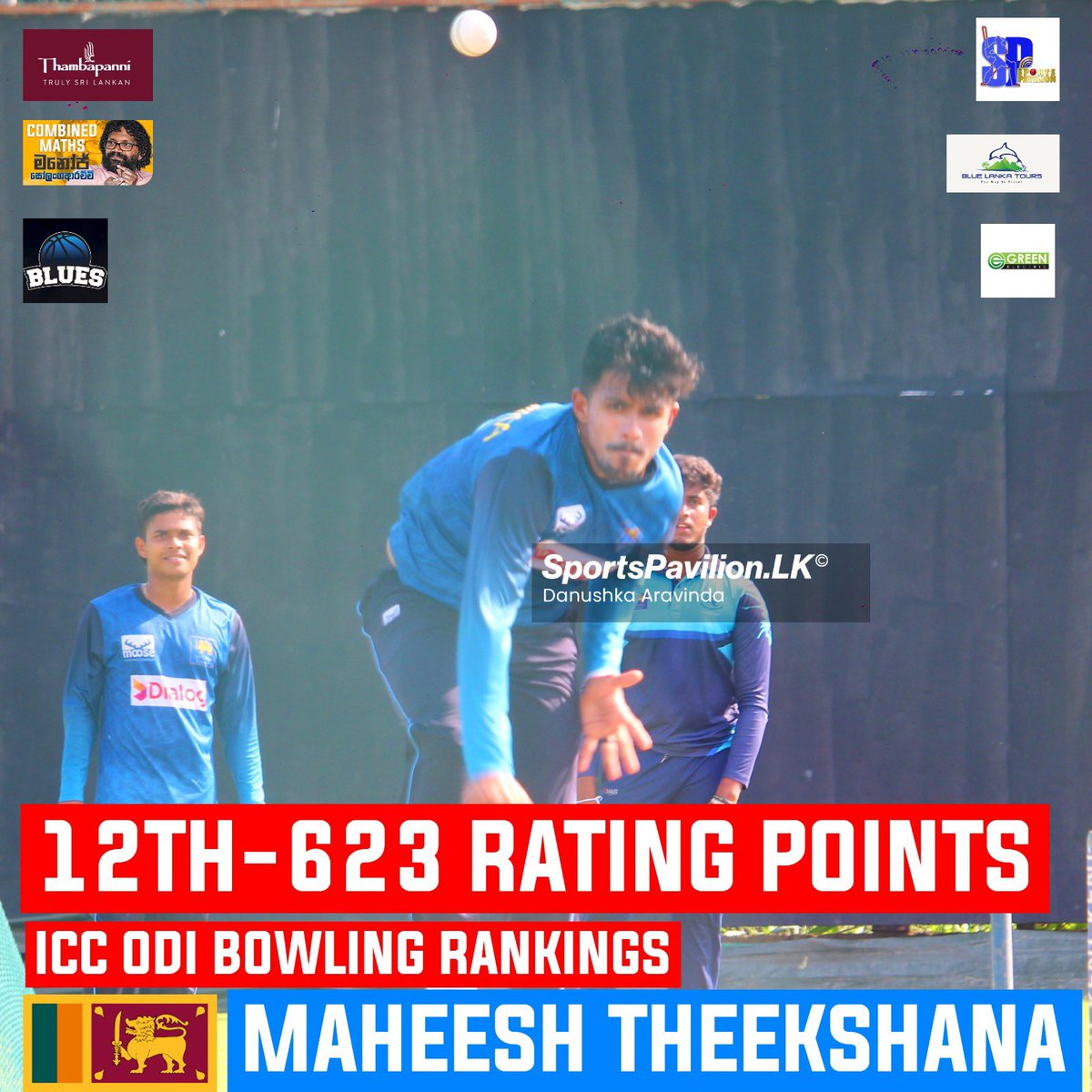 DanuskaAravinda's tweet image. ICC Latest ODI ⚾️ Rankings 

🇱🇰⚾️  @maheesht61  Moved 🔼 1 Position - No : 1️⃣2️⃣

#sportspavilionlk #ICCODIRankings #danushkaaravinda #MaheeshTheekshana