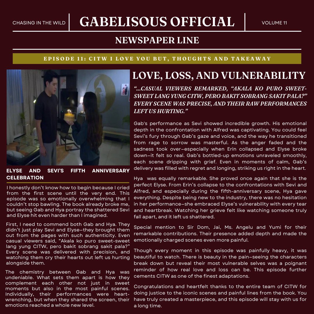 GabeliciousOFC's tweet photo. EPISODE 11: LOVE, LOSS, AND VULNERABILITY 🫂❤️‍🩹

‘...Every scene was delivered with precision, and watching them cry their hearts out left us hurting alongside them.’ 

Stream Chasing In The Wild only on Viva One. ✨

#HyGab #ElVI
#HyacinthCallado 
#GabLagman 
#ChasingInTheWild https://t.co/MOelOs0AXk