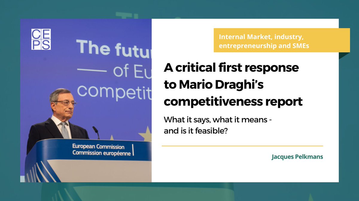 📊 #competitiveness is on everybody’s lips after #Draghi presented his long-awaited report. But what does it actually mean? And what are Draghi's key messages and proposed reforms? 

📝 This explainer by Jacques Pelkmans attempts to provide a first concise overview,  what the