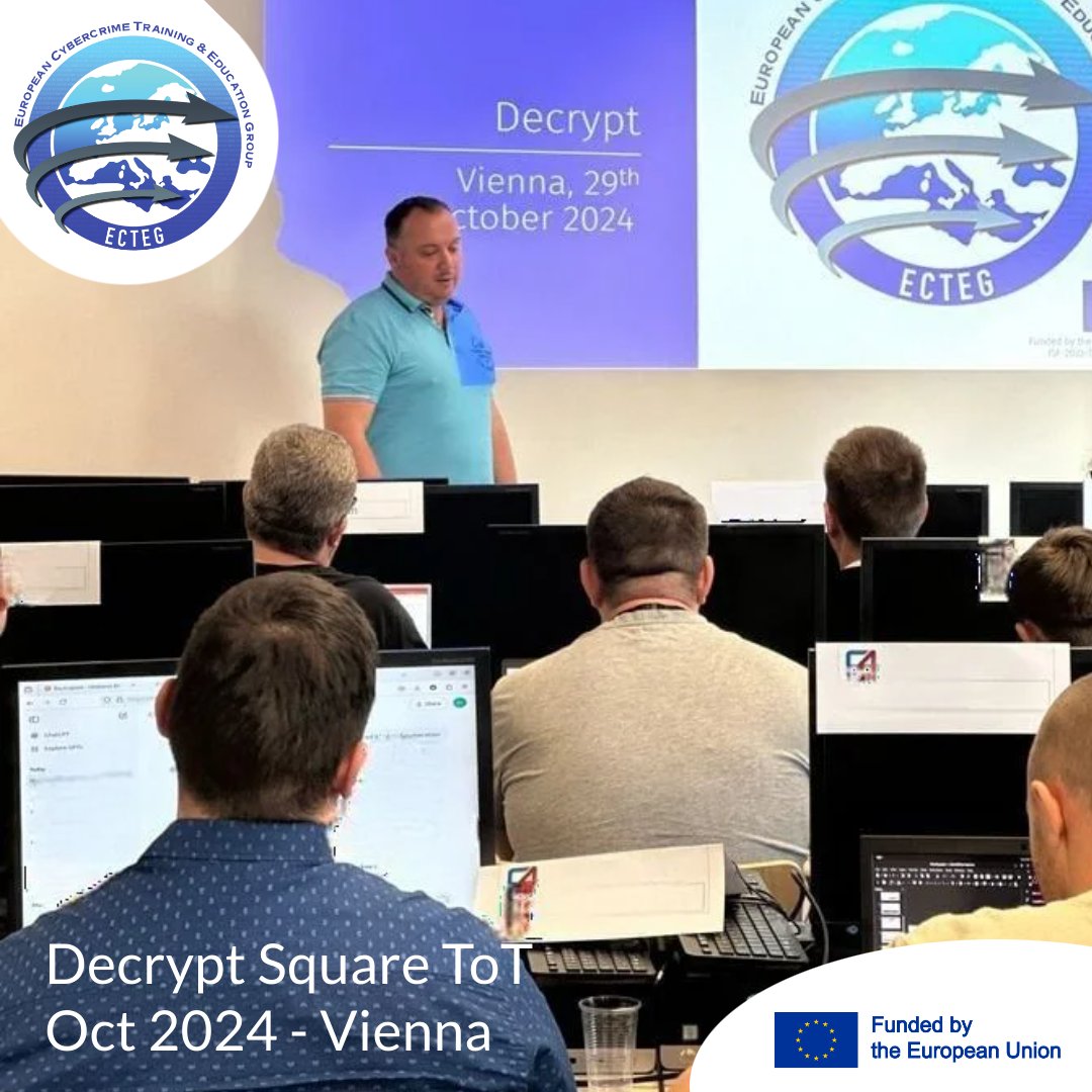 ecteg's tweet image. 🇦🇹In Vienna for the lawful #decryption 3rd Training of Trainers (ToT)!
 
👩🏻‍🏫Attendees from all over 🇪🇺review course content + practise their trainer skills, while getting feedback from the course developers, to then deploy the course in their countries...

Thanks to @BMI_OE for…