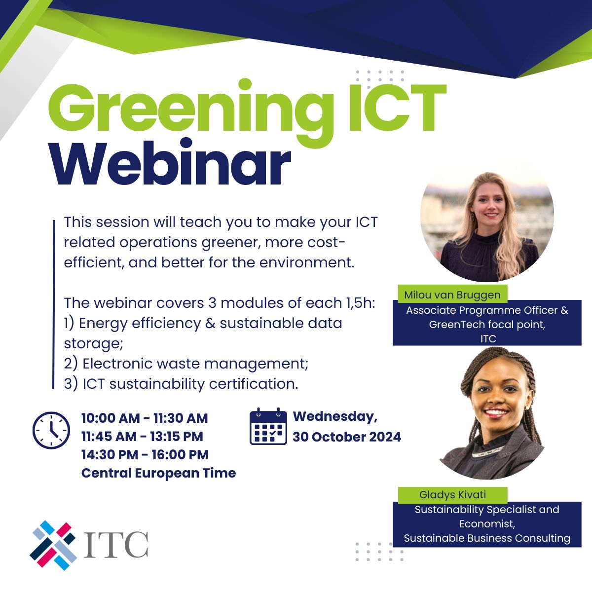 Milou van Bruggen (@bruggenmilou) on Twitter photo โผ๏ธ Last chance to join!
๐ฟ๐ปWe are starting our online Greening ICT training for African tech companies today, sign up:
events.teams.microsoft.com/event/588c4663โฆ
You will learn about how to save costs, be more efficient with ICT & have a better chance to attract clients, investors & partners โผ๏ธ Last chance to join!
๐ฟ๐ปWe are starting our online Greening ICT training for African tech companies today, sign up:
events.teams.microsoft.com/event/588c4663โฆ
You will learn about how to save costs, be more efficient with ICT & have a better chance to attract clients, investors & partners