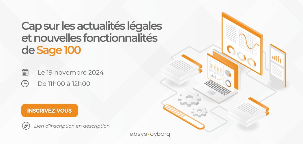 [#Webinar] Anticipez les réformes légales et découvrez les nouveautés de votre solution Sage 100 🔔

📅 Le 19 novembre à 11h00

➡️ urlr.me/6CBRK

#Sage #Sage100 #RFE #ANC