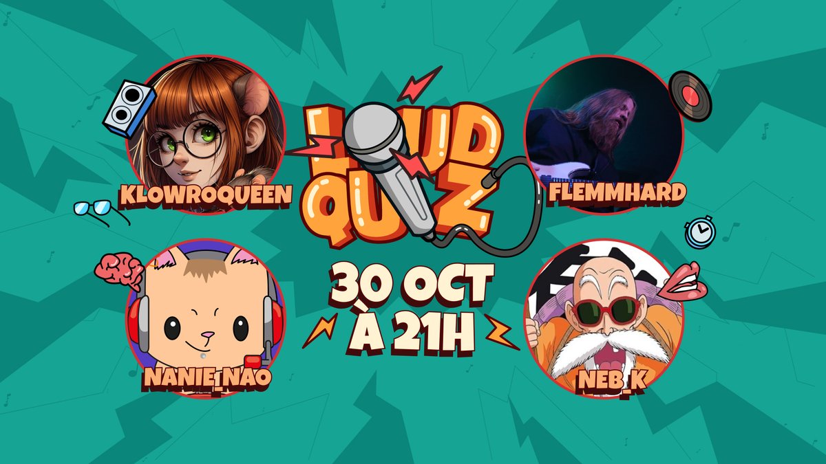 📣 Ce soir à 21h 📣

👻 C'est l'édition spéciale Halloween du Loud Quiz, le quiz musical de la chaine ! Et je serai accompagnée de <a href="/Klowroqueen_ttv/">✨Klσωrσ Qυεεη_ttv💫</a> <a href="/FLORIAN45924817/">FlemmHard</a> <a href="/Nanie_Nao/">Nanie_Nao</a> et neb_k !

Et ce sera en direct sur ma chaine Twitch !
➡️ twitch.tv/jessbond