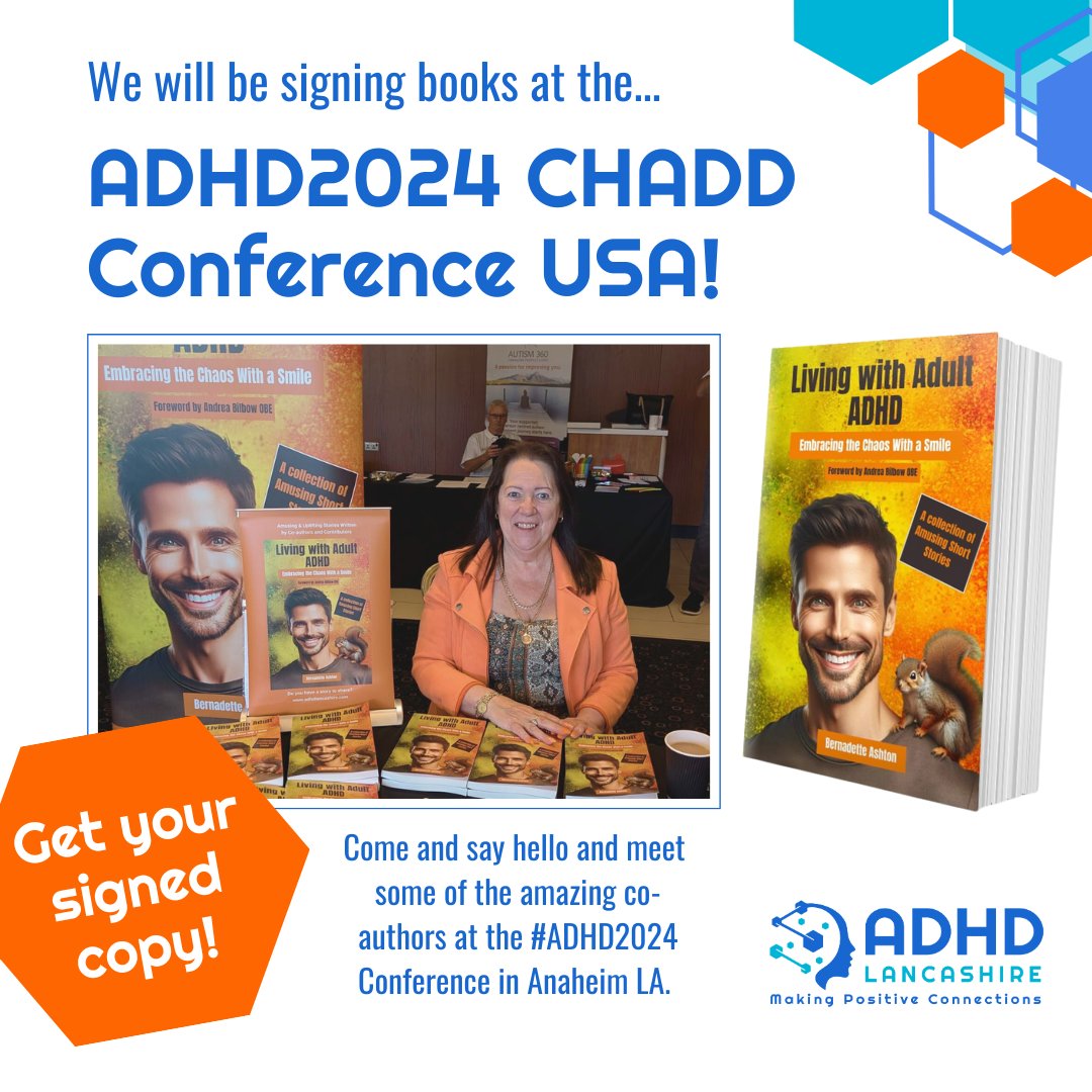 I am excited to share the News! It's official! 

I will attend the ADHD 2024 Conference in California, USA, and sign books on November 15th. Come and meet us!

Learn how to embrace the chaos of ADHD with a smile! 😊 

#ADHD2024 #LivingWithAdultADHD  #Neurodiversity