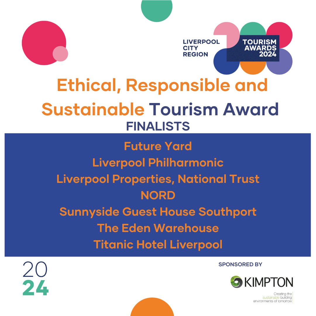 LCR Tourism Awards (@lcrtourismaward) on Twitter photo Congratulations to the finalists in the Ethical, Responsible and Sustainable Tourism Award sponsored by <a href="/Kimpton_Ltd/">Kimpton</a> #LCRTA24 <a href="/future_yard/">Future Yard</a> <a href="/liverpoolphil/">Royal Liverpool Philharmonic</a> @NationalTrust Liverpool Properties, #Nord, #SunnysideGuestHouseSouthport, #EdenWarehouse @TitanicHotelLIV Titanic Congratulations to the finalists in the Ethical, Responsible and Sustainable Tourism Award sponsored by <a href="/Kimpton_Ltd/">Kimpton</a> #LCRTA24 <a href="/future_yard/">Future Yard</a> <a href="/liverpoolphil/">Royal Liverpool Philharmonic</a> @NationalTrust Liverpool Properties, #Nord, #SunnysideGuestHouseSouthport, #EdenWarehouse @TitanicHotelLIV Titanic