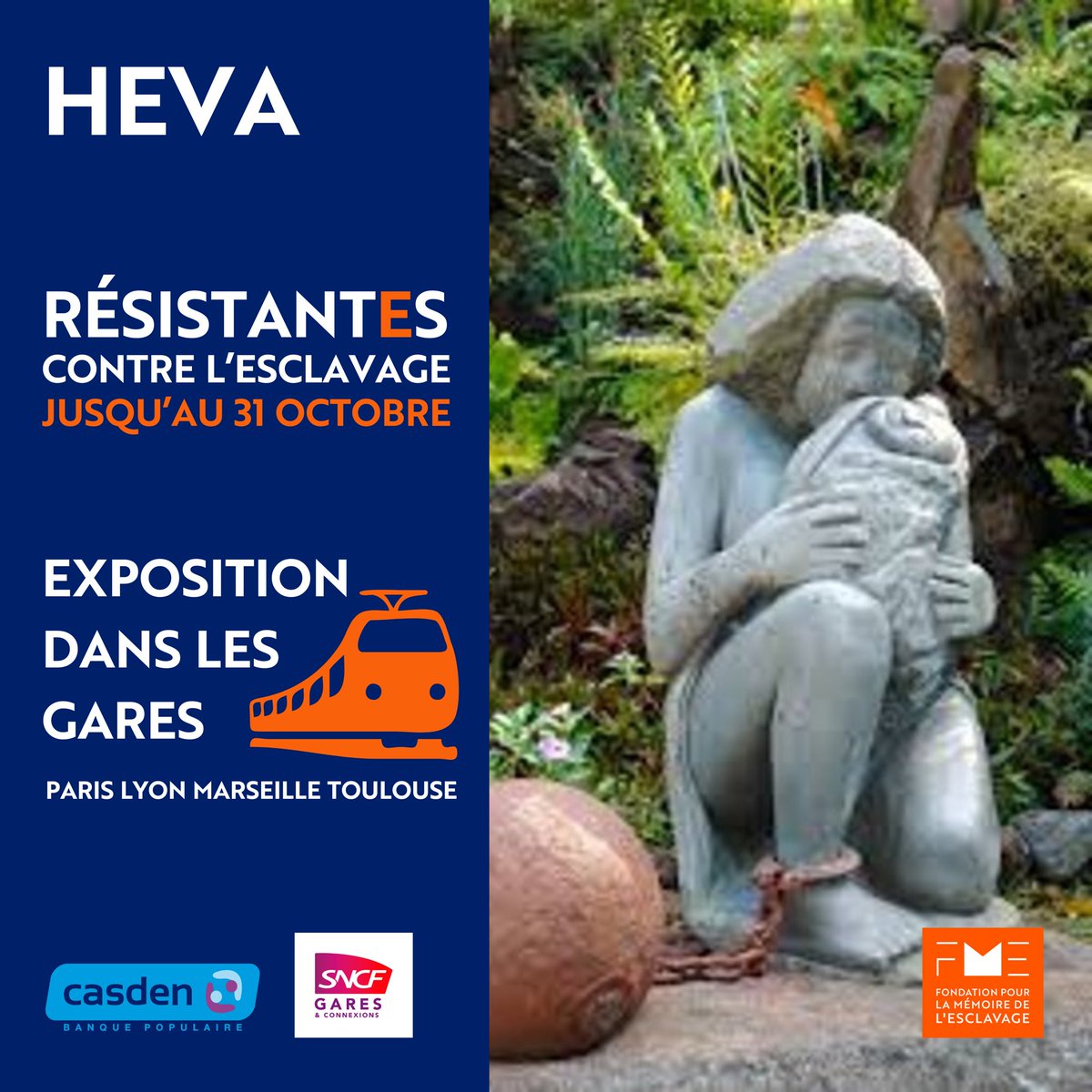 fondation_me's tweet photo. 1/ #threadstorytime #threadtolearn
RESISTANT.E.S CONTRE L'ESCLAVAGE - Jusqu'au 30/10, retrouvez dans les gares le portrait de figures des combats contre l'esclavage et pour l'égalité.

Héva, une maronne, symbole de la résistance des femmes réunionnaises - Dans les quatre gares. https://t.co/aYFWpnI02u