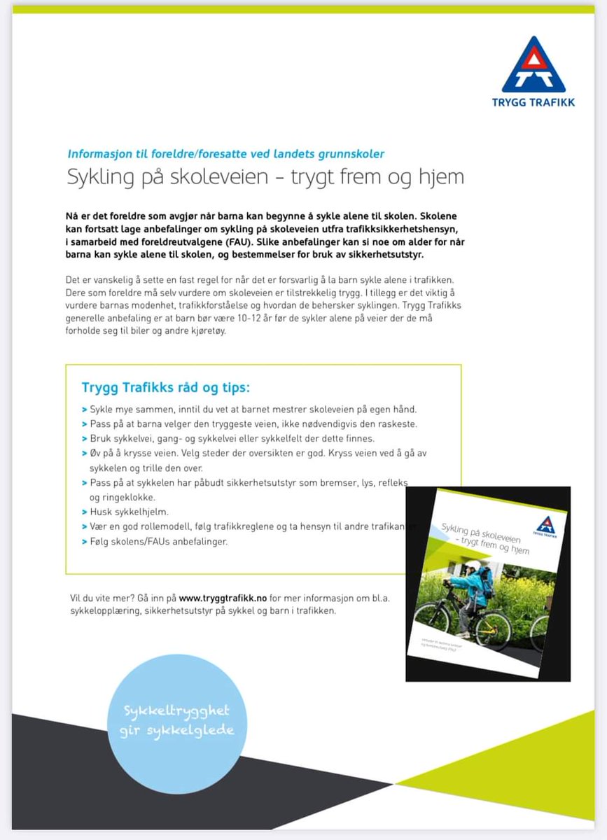 Det er bare så trist at det skal være så farlig å sykle til skolen at man bør være 10-12 år