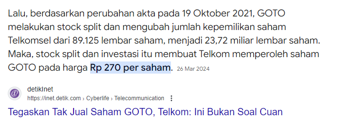 Jika tom lembong diperkarakan karena keuntungan BUMN yang hilang, lantas siapa yg bisa diperkarakan atas TLKM yg invest ke GOTO diharga Rp270? 

Atau asal ga realized gpp?

(Harga GOTO sekarang Rp71 atau floating loss -73.70%)