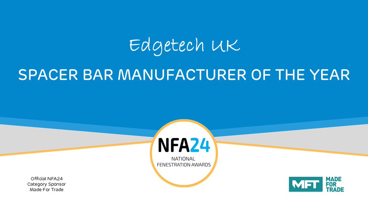 Edgetech (@edgetechuk) on Twitter photo #TeamEdgetech are thrilled to be named Spacer Bar Manufacturer of the Year at the <a href="/NatFenAwards/">National Fenestration Awards</a> 2024! 🏆 Thank you to everyone who voted and helped us retain our crown. Your support means the world to us!
#Edgetech #NFA24 #Winners #apartofsomethingbigger #TeamEdgetech are thrilled to be named Spacer Bar Manufacturer of the Year at the <a href="/NatFenAwards/">National Fenestration Awards</a> 2024! 🏆 Thank you to everyone who voted and helped us retain our crown. Your support means the world to us!
#Edgetech #NFA24 #Winners #apartofsomethingbigger