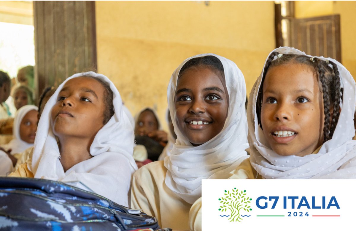 EduCannotWait's tweet photo. ✨Wonderful to see the @G7 committing to redoubling efforts to achieve #SDG4 w/a strong focus on #GirlsEducation.

We look forward to working w/our #G7 strategic partners to ensure girls in crisis settings can learn in safe & inclusive environments & achieve their full potential!

#222MillionDreams ✨📚 @USAID