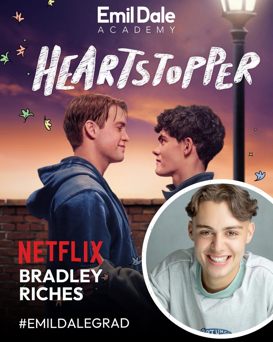 EmilDaleAcademy's tweet photo. ✨ MORE GRAD NEWS! ✨

A massive congratulations to Emil Dale Academy BA graduate, Bradley Riches, who can be seen back on our screens as James McEwan, in season 3 of Netflix’s ‘Heartstopper’!

We were already proud of you ⭐️

#EmilDaleGrad #theatre #emildale #heartstopper #JamesMcEwan