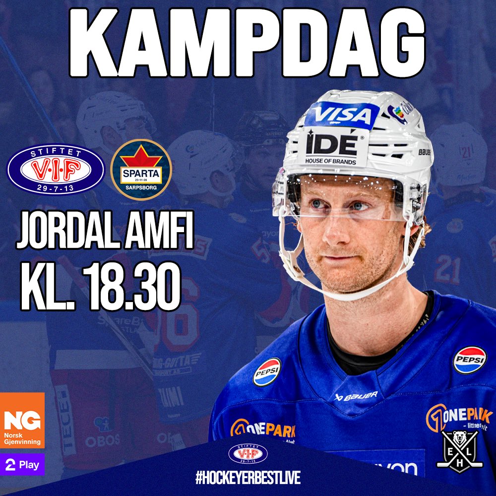 KAMPDAG 🔥
Vi skal forsvare tabelledelsen og hylle de frivillige når Sparta tar turen til Jordal i kveld 🤩
📍Jordal Amfi
🆚 Sparta
🏒 pucken droppes kl.18:30
🎟️ 2500 solgte, blir du med?  bit.ly/47Y9Bii
🚪 Dørene åpne kl.17:30
📲 X, Insta/FB-story og Snapchat
📺 TV2