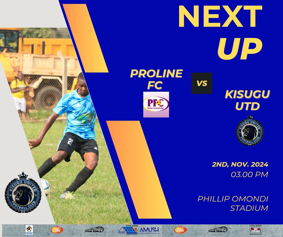 KisuguUnitedFC's tweet photo. ⏭️🆙 *NEXT MATCH* 🚨

⚽ | PROLINE FC 🆚 KISUGU UNITED FC
🏆 | Kampala Regional.
📆 | Saturday, 2nd Nov, 2024.
🕘 | 3:00pm
🏟 | Phillip Omondi Stadium

#KisuguUnited
#luohoney 🍯 
#sofaking 🤴 
#AmushEnergysolutions 
#Agger
#Luckybar 
 *Kisugu United Football Club* https://t.co/b6kc3et7Du