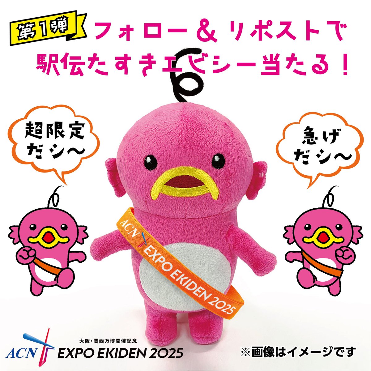expoekiden2025's tweet photo. ACN EXPO EKIDEN 2025
プレゼントキャンペーン第1弾！🎽
駅伝たすきエビシーを抽選で10名様にプレゼント🎁

【応募方法】
①@expoekiden2025 をフォロー
②この投稿をリポストまたは引用リポスト
※応募締切は11/9 23:59 まで
⚠️規約をお読みの上ご応募下さい。
https://t.co/PjG4VFwphr https://t.co/dbCJxv1zSZ