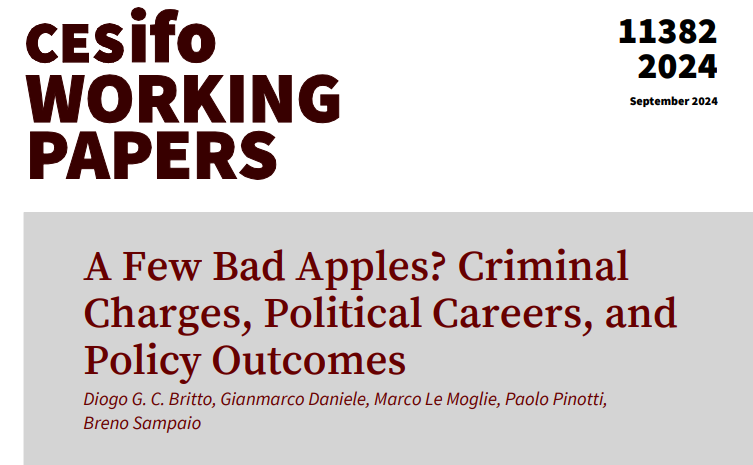 CESifo (@cesifonetwork) on Twitter photo A Few Bad Apples? Criminal Charges, Political Careers, and Policy Outcomes | <a href="/DiogoBrittoBr/">Diogo Britto</a> <a href="/Giammacco/">Gianmarco Daniele</a> <a href="/mlemoglie/">Marco Le Moglie</a> Paolo Pinotti <a href="/Brenorsampaio/">breno sampaio</a>
#econtwitter
cesifo.org/en/publication… A Few Bad Apples? Criminal Charges, Political Careers, and Policy Outcomes | <a href="/DiogoBrittoBr/">Diogo Britto</a> <a href="/Giammacco/">Gianmarco Daniele</a> <a href="/mlemoglie/">Marco Le Moglie</a> Paolo Pinotti <a href="/Brenorsampaio/">breno sampaio</a>
#econtwitter
cesifo.org/en/publication…