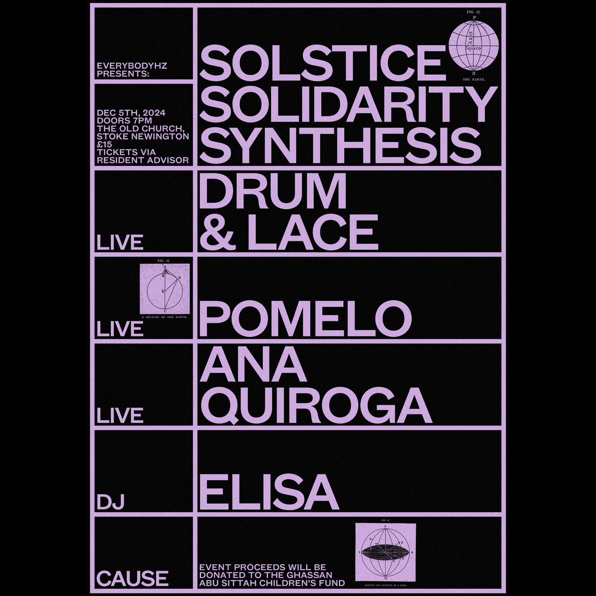 Solstice Solidarity Synthesis - a solstice fundraiser in London on Dec 5th feat live sets by Pomelo, @anaquiroga_, Elisa (DJ) + yours truly ✨ proceeds donated to The Ghassan Abu Sittah Children's Fund ❄️ join us : ra.co/events/2032017