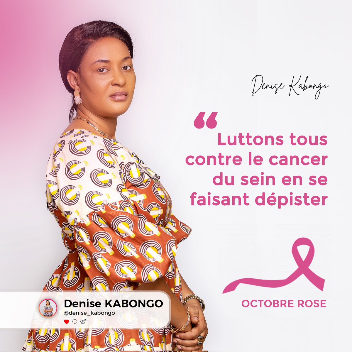 denise_kabongo's tweet photo. Le cancer du sein tu€, alors luttons tous en se faisant dépister.

#cancerdusein #octobrerose https://t.co/30zQv4YMYx
