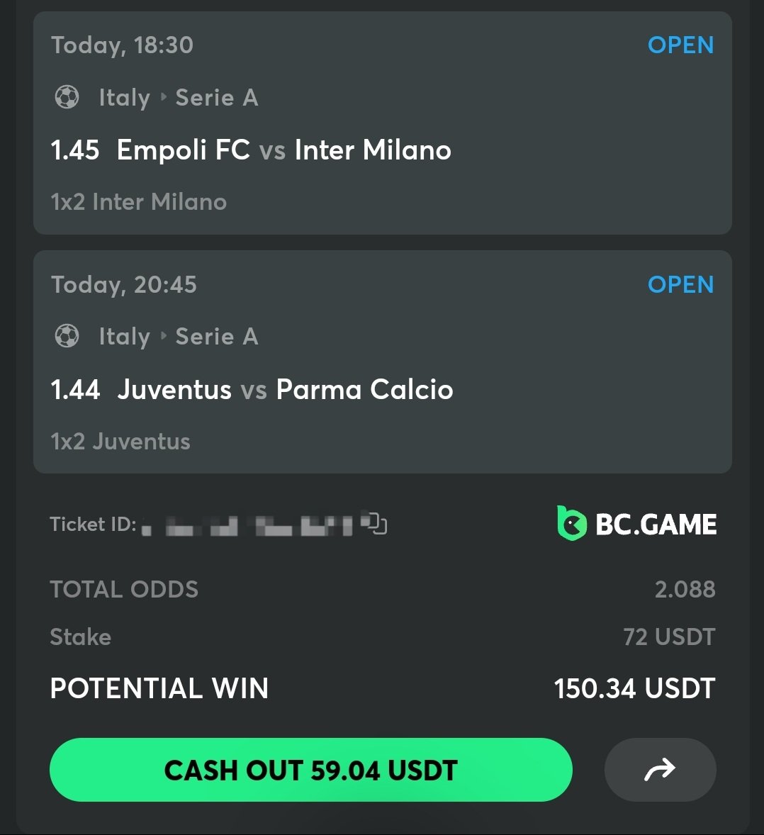 metronbonus's tweet photo. ⚽️Serie A bet on BC⚽️ 

🤑 If this bet hits somebody who signed up with my link will get paid 10$

✅ rt+follow
✅ comment below your @bcgame user ID + username

⏳ picking a winner within 24h after the last game

✍️ Sign up using the following link:
https://t.co/5DeJHhJ5qo https://t.co/fs44ftsq6e
