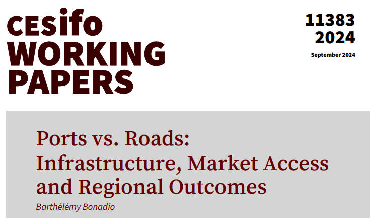 Ports vs. Roads: Infrastructure, Market Access and Regional Outcomes | <a href="/b_bonadio/">Barthélémy Bonadio</a> 
#econtwitter 
cesifo.org/en/publication…