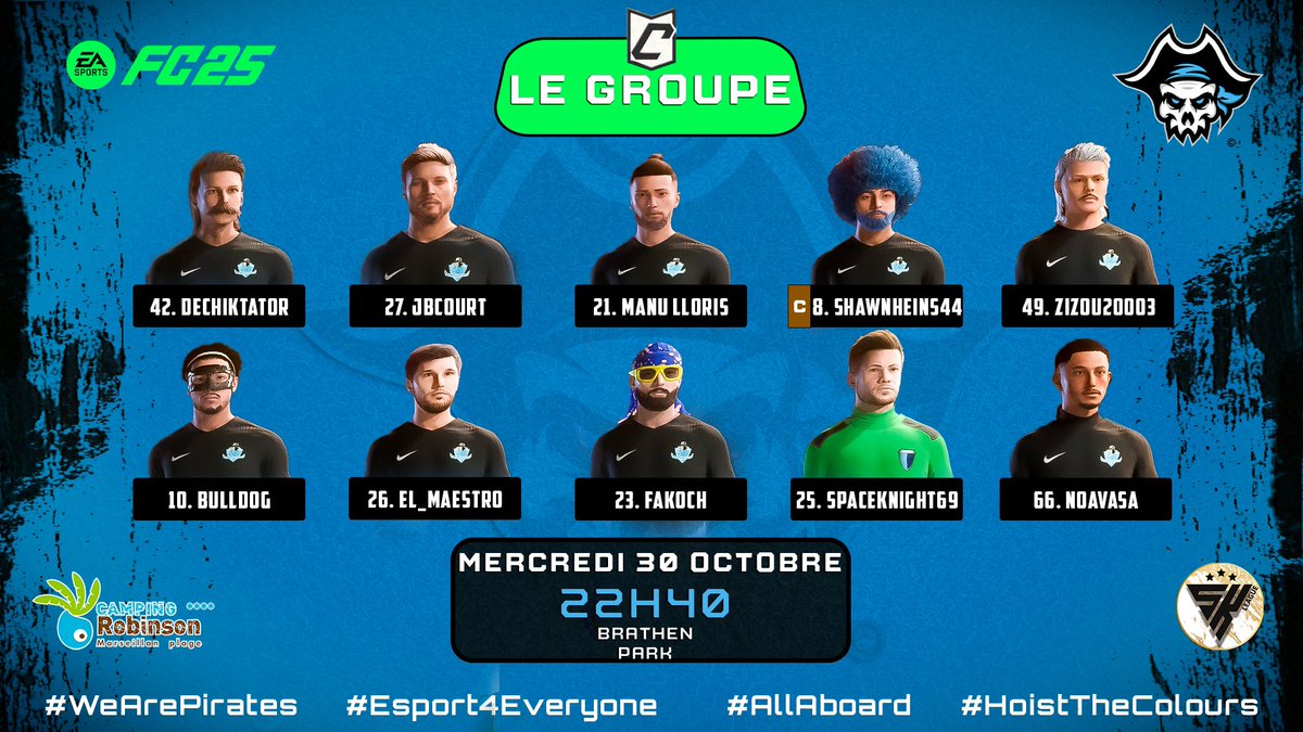 📋 Le groupe pour ce soir face au Pirat SC ! ⚽️

#WeArePirates #AllAboard #eSport4Everyone