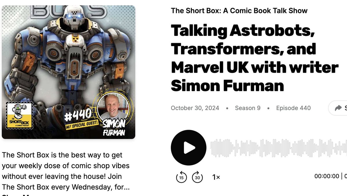 SimonFurman3's tweet photo. I got to chat with Badr from The Short Box about #astrobots, #Transformers and much, much more. It goes live today!
https://t.co/gm4S6D4NsW https://t.co/gYZ8fni1mV