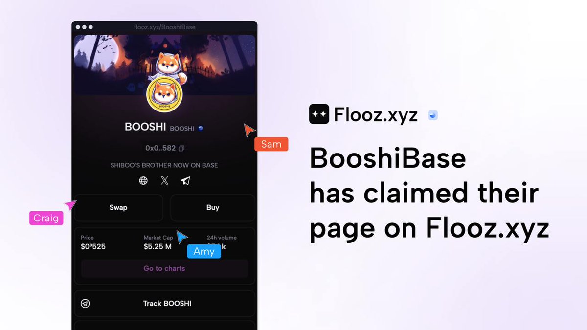 $BOOSHI is now available <a href="/flooz_xyz/">The Vibe Trading App by Flooz</a> allowing users to purchase Booshi using Credit Card, Bank transfers and even Google and Apple Pay! Check our official link on Flooz at flooz.xyz/BooshiBase