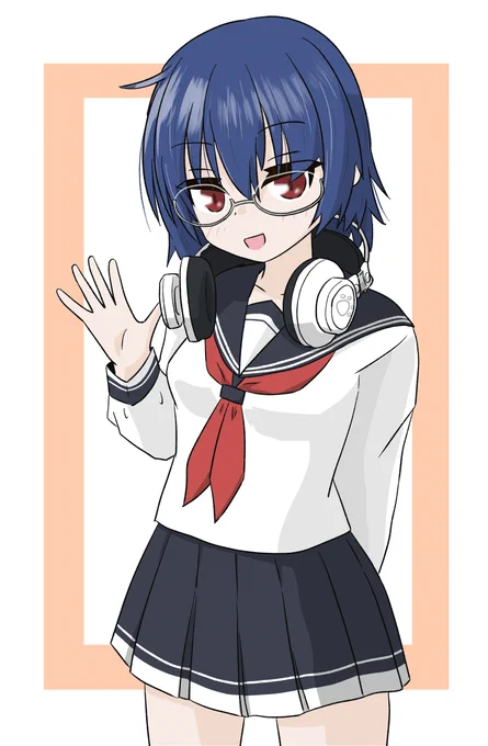 <やほー<やほー!<やっほー?#創作 #オリキャラ#ネコとイヌとメガネっ娘 