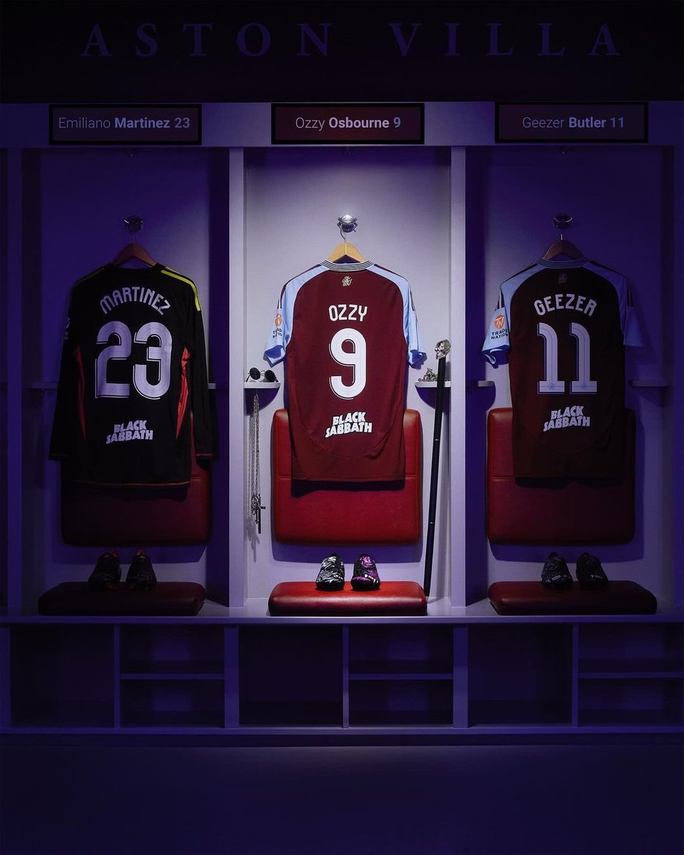 OzzyOsbourne's tweet photo. The Preds of Darkness 🤝 Prince of Darkness || Aston Villa and adidas celebrate legacy of Ozzy Osbourne and Black Sabbath: https://t.co/GDDVR59GBQ https://t.co/M93GrGFM0T