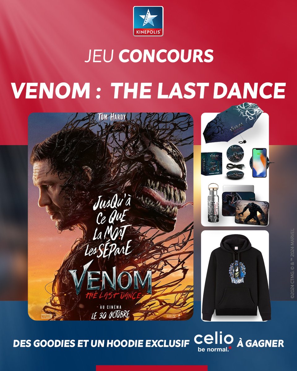 🖤 𝗖𝗢𝗡𝗖𝗢𝗨𝗥𝗦 🖤

Tente de remporter des goodies + un hoodie exclusif <a href="/celio/">celio be normal</a> aux couleurs de 𝗩𝗘𝗡𝗢𝗠 : 𝗧𝗛𝗘 𝗟𝗔𝗦𝗧 𝗗𝗔𝗡𝗖𝗘 : 
👉 Follow <a href="/Kinepolis_FR/">Kinepolis France</a> 
👉 RT 
👉 La ville de ton Kinepolis en commentaire 

Les gagnants seront contactés en DM 
Bonne chance 🍀