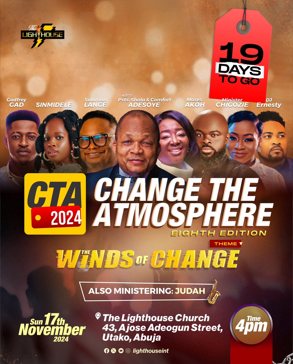 Excitement builds! Only 19 days left until the experience begins. Prepare yourself for CHANGE THE ATMOSPHERE! 
#cta #worship #experience #iamlighthouse
